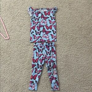 Girls Butterfly Pajama Set - Pink & Light Blue